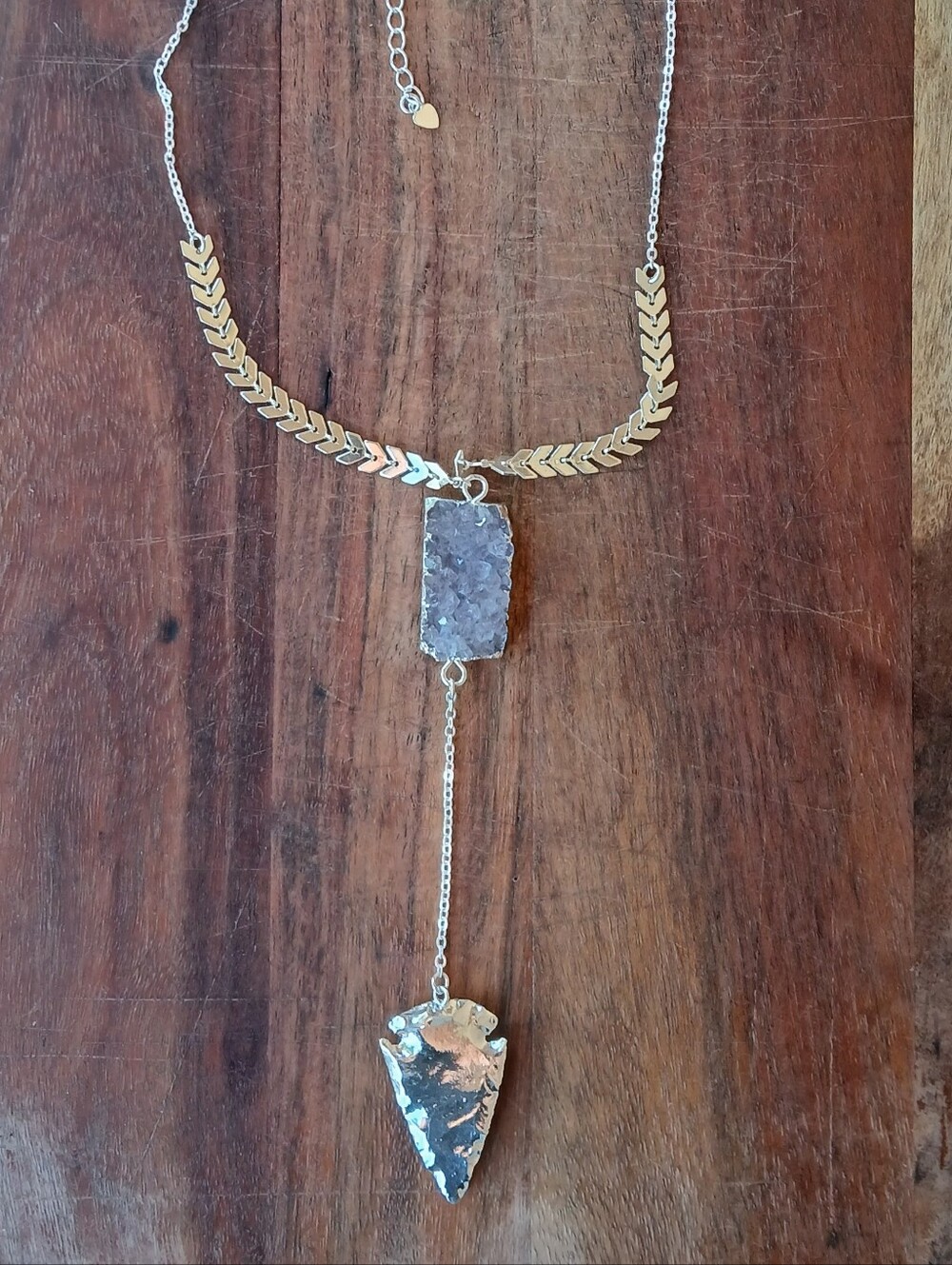 New Druzy Silver Arrowhead Necklace.